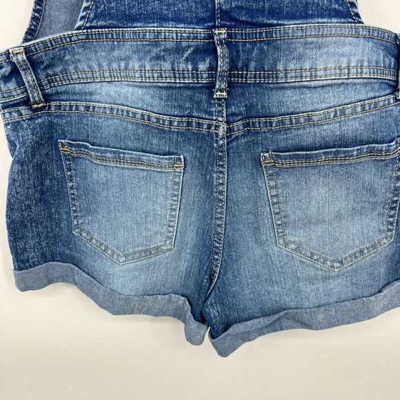 No Boundaries Denim Shortalls Cuffed Overalls Relax Fit - Picture 10 of 12